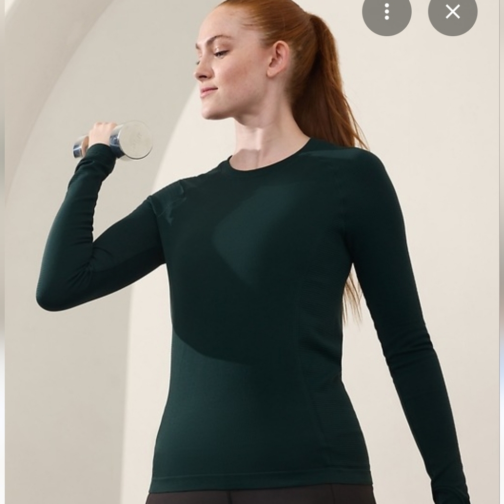 Athleta Seamless Crewneck Long Sleeve Top - Forest Green
